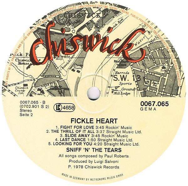 Sniff 'n' The Tears : Fickle Heart (LP, Album)