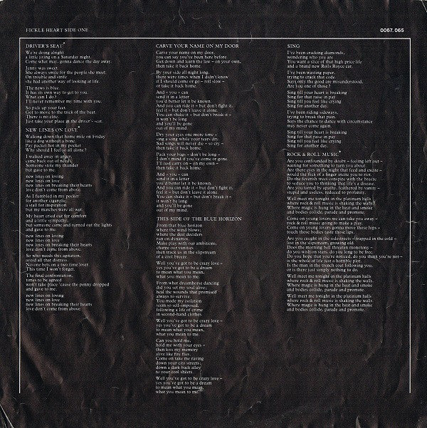 Sniff 'n' The Tears : Fickle Heart (LP, Album)