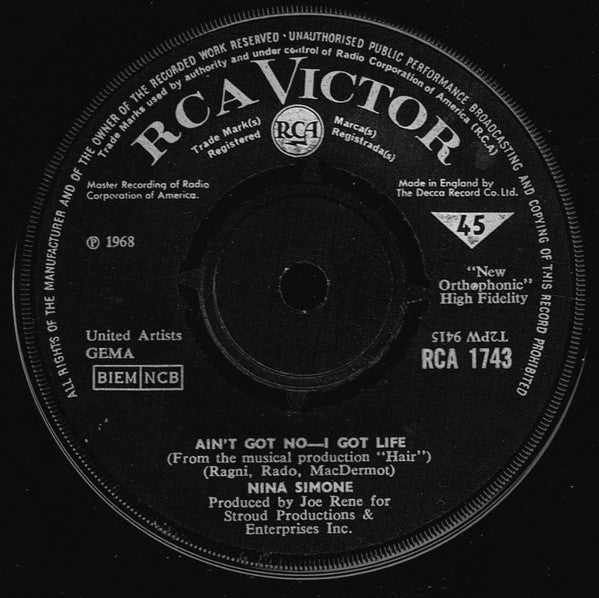 Nina Simone : Ain't Got No - I Got Life (7", Single)