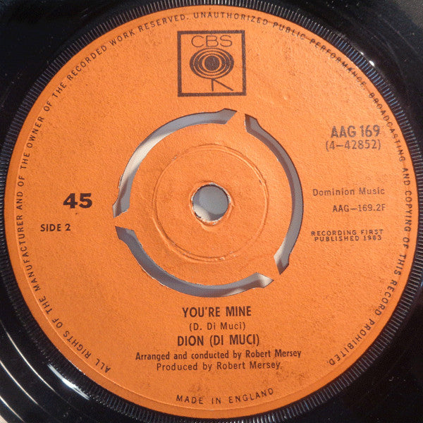 Dion DiMucci : Donna The Prima Donna / You're Mine (7", Single)