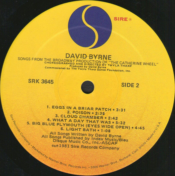 David Byrne : Songs From The Broadway Production Of "The Catherine Wheel" (LP, Album, Spe)