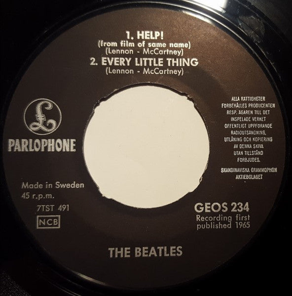 The Beatles : Help! (7", EP, RP, Lig)