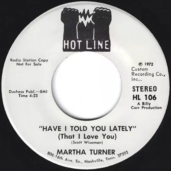Martha Turner : C.C. Rider (7", Promo)