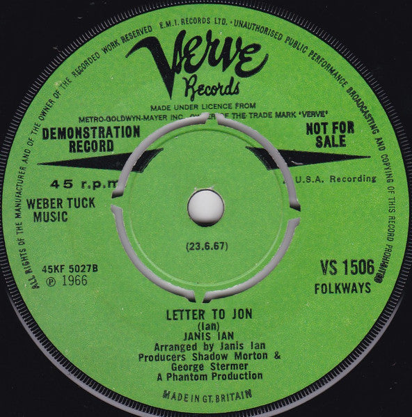 Janis Ian : Society's Child (7", Single, Promo, 1st)