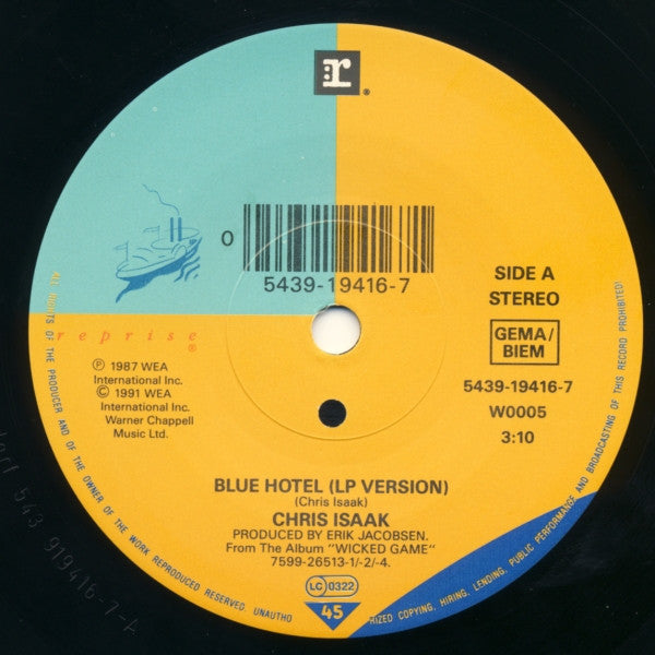 Chris Isaak : Blue Hotel (7", Single, Sma)