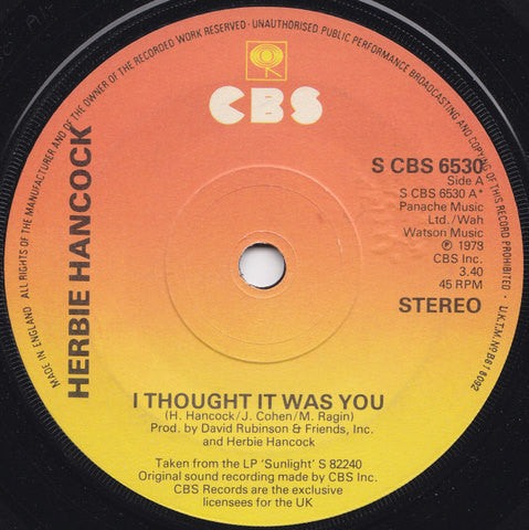 Herbie Hancock : I Thought It Was You (7", Single)