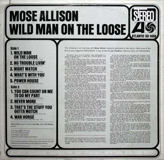 Mose Allison : Wild Man On The Loose (LP, Album)