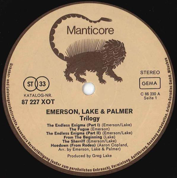 Emerson, Lake & Palmer : Trilogy (LP, Album, RE, RP, Gat)