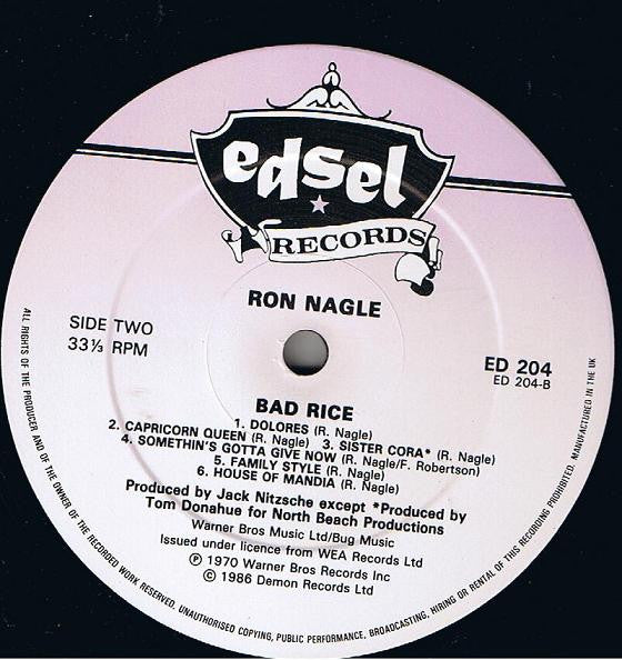 Ron Nagle : Bad Rice (LP, Album, RE)