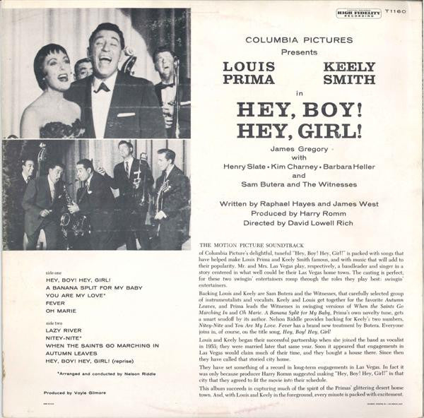 Louis Prima & Keely Smith With Sam Butera And The Witnesses : Music From The Soundtrack Of The Columbia Picture "Hey Boy! Hey Girl!" (LP, Album, Mono)