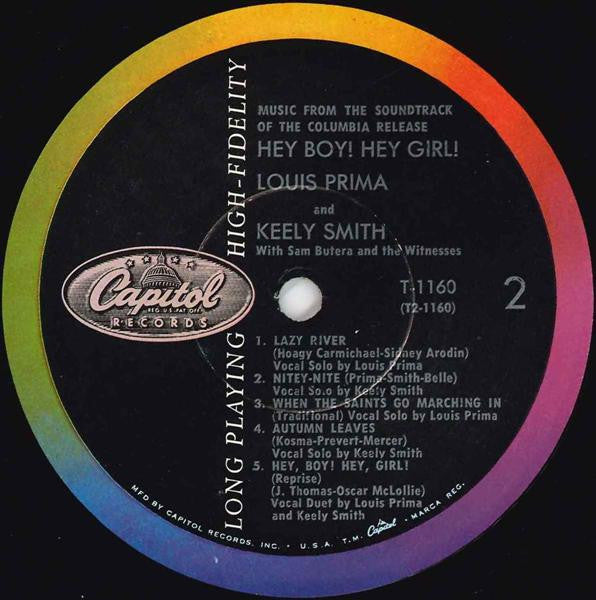 Louis Prima & Keely Smith With Sam Butera And The Witnesses : Music From The Soundtrack Of The Columbia Picture "Hey Boy! Hey Girl!" (LP, Album, Mono)