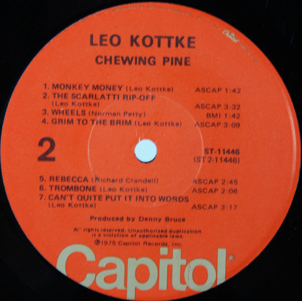 Leo Kottke : Chewing Pine (LP, Album, Jac)