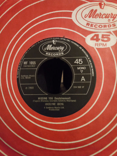 Jocelyne Jocya : Missing You (Soudainement) (7", Single)