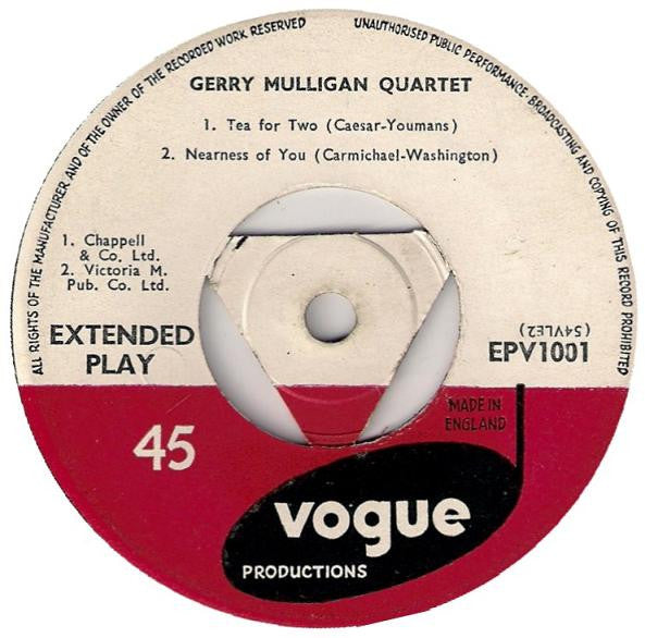 Gerry Mulligan Quartet : Vol 1 (7", EP)
