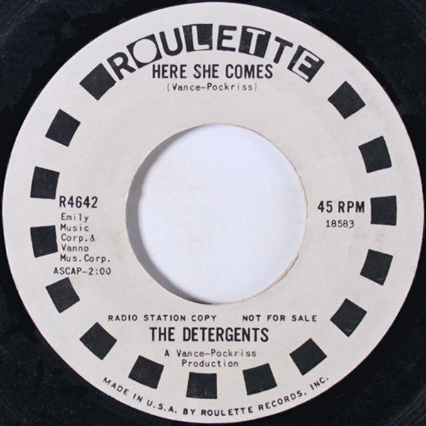 The Detergents : Here She Comes / Bad Girl (7", Promo)