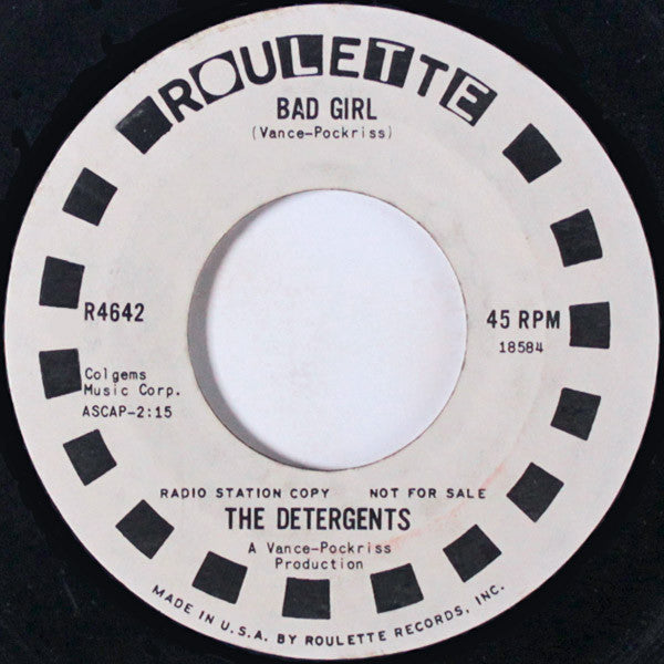 The Detergents : Here She Comes / Bad Girl (7", Promo)