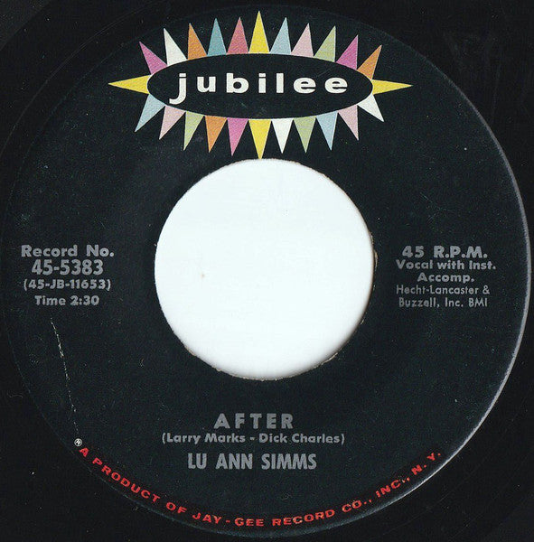 Lu Ann Simms : After (7", Single)