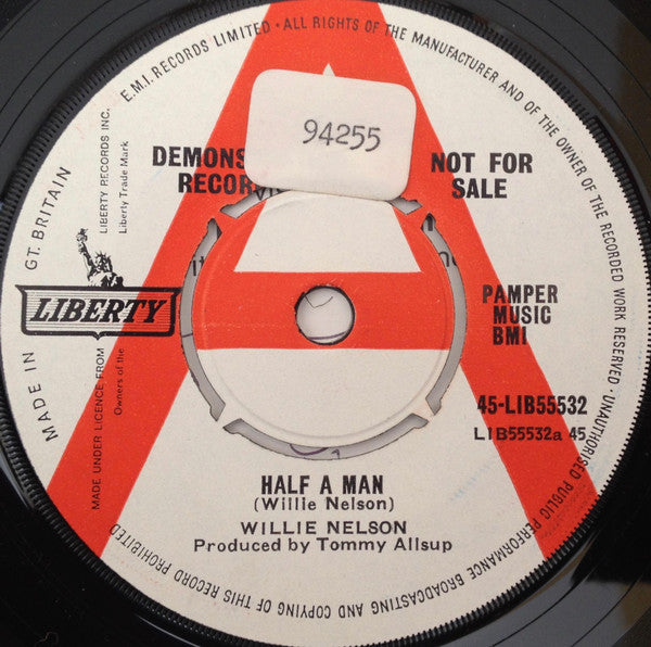 Willie Nelson : Half A Man  (7", Promo)