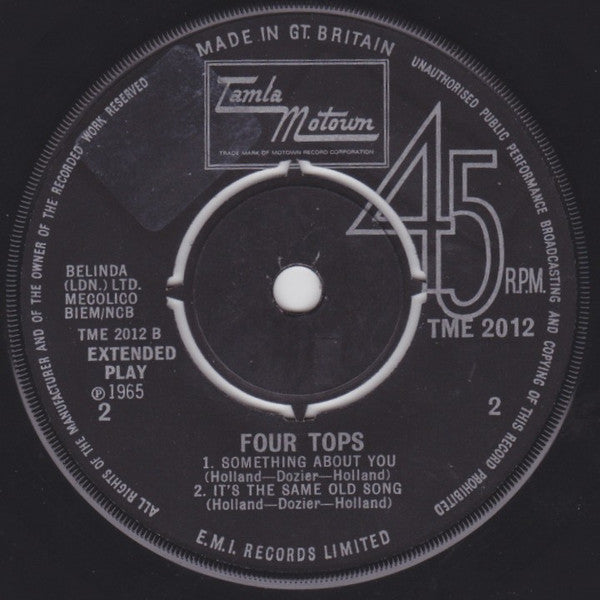 Four Tops : Four Tops (7", EP, Mono, 4 P)