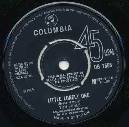 Tom Jones : Little Lonely One / That's What We'll All Do (7", Single)