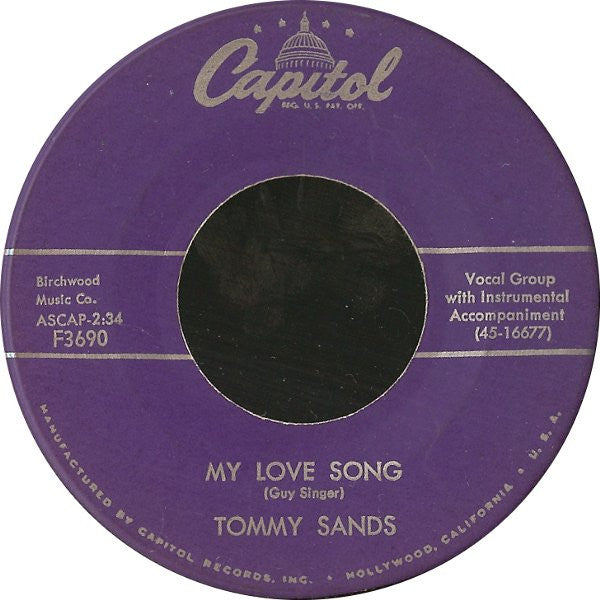Tommy Sands : My Love Song / Ring-A-Ding-A-Ding (7", Single, Scr)