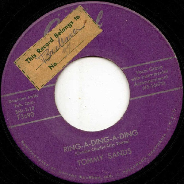 Tommy Sands : My Love Song / Ring-A-Ding-A-Ding (7", Single, Scr)
