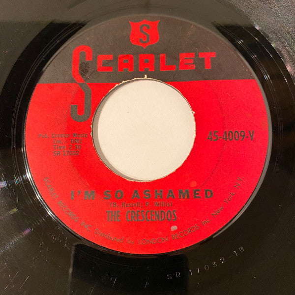 The Crescendos : Angel Face / I'm So Ashamed  (7", Single)
