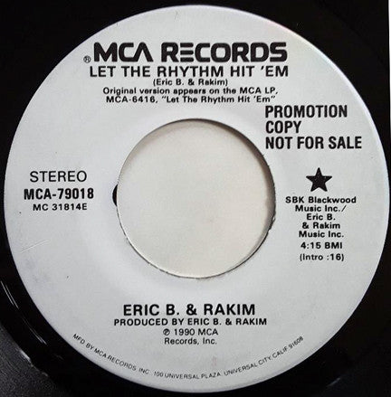 Eric B. & Rakim : Let The Rhythm Hit 'Em (7", Promo)