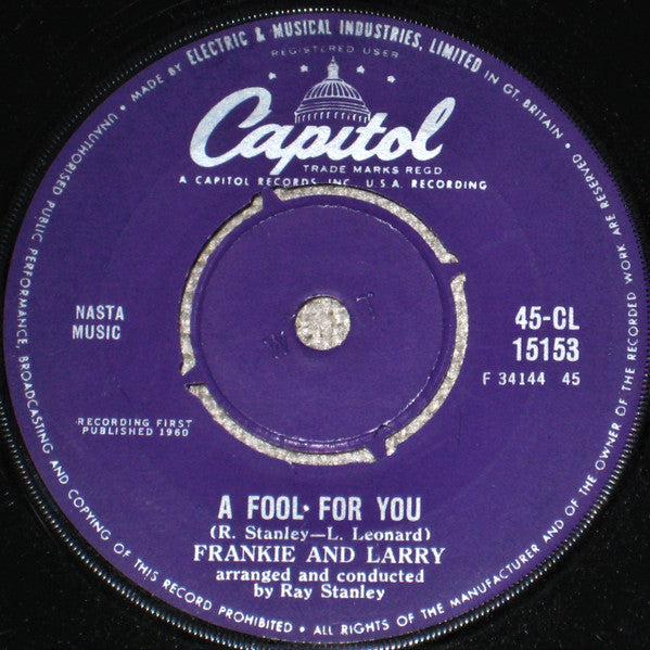 Frankie And Larry : Not Yet (7")