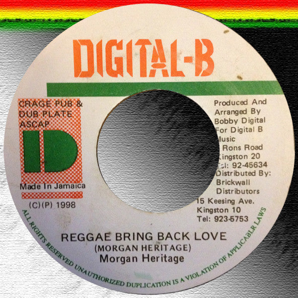 Morgan Heritage : Reggae Bring Back Love (7")