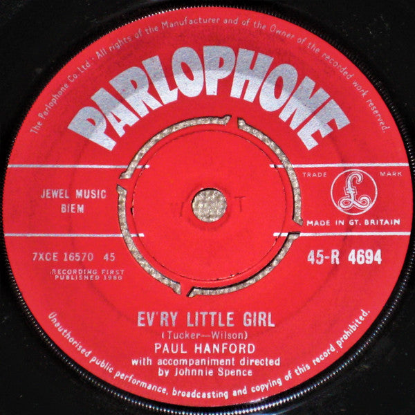Paul Hanford (2) : Ev'ry Little Girl (7", Single)