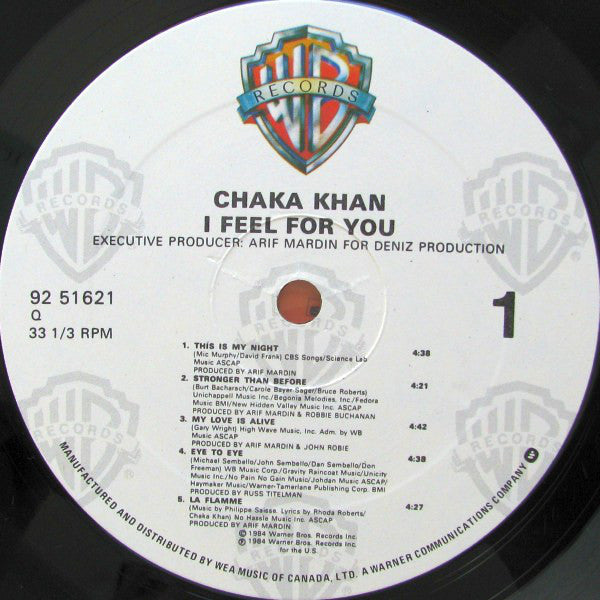 Chaka Khan : I Feel For You (LP, Album)