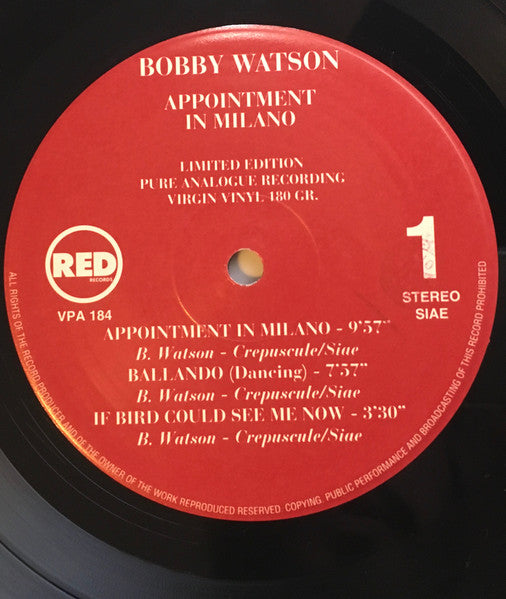 Bobby Watson (2) : Appointment In Milano (LP, Album, Ltd, RE, 180)