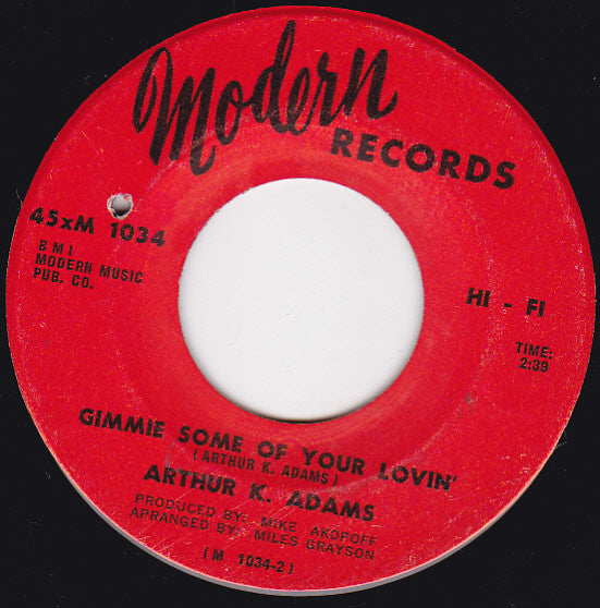Arthur Adams : She Drives Me Out Of My Mind (7", Single)