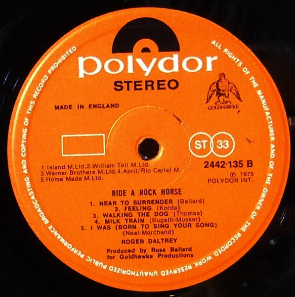 Roger Daltrey : Ride A Rock Horse (LP, Album)