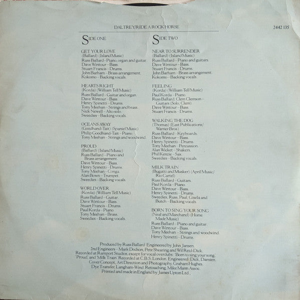 Roger Daltrey : Ride A Rock Horse (LP, Album)