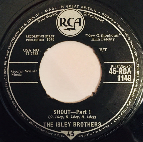 The Isley Brothers : Shout-Part 1/Part 2 (7", Single)