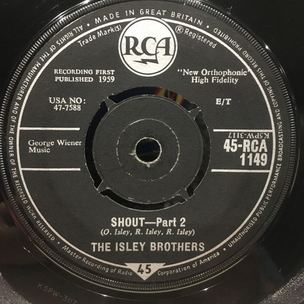 The Isley Brothers : Shout-Part 1/Part 2 (7", Single)