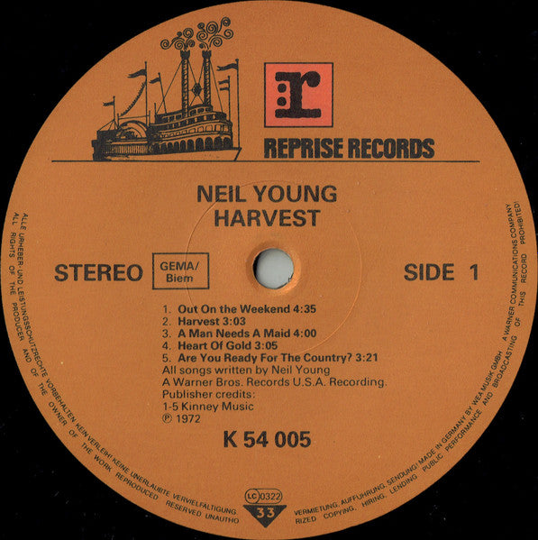 Neil Young : Harvest (LP, Album, RE, SST)