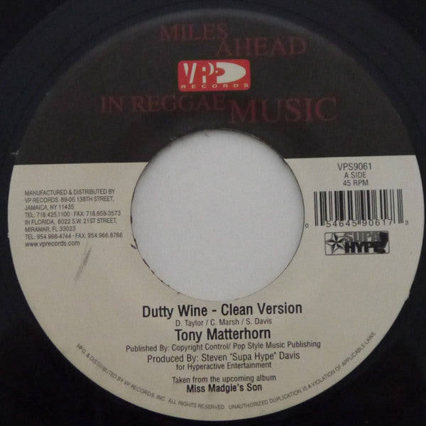 Tony Matterhorn : Dutty Wine (7")