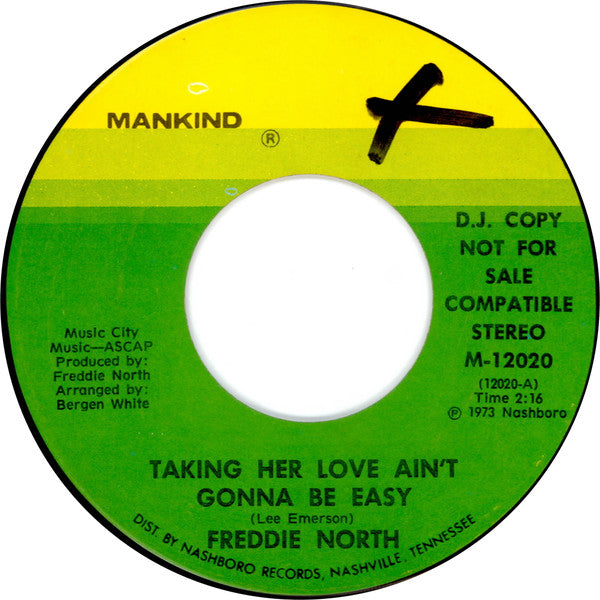 Freddie North : Taking Her Love Ain't Gonna Be Easy / Taking Her Love Ain't Gonna Be Easy (7", Single, Promo)