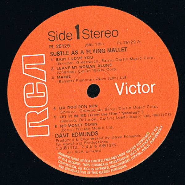 Dave Edmunds : Subtle As A Flying Mallet (LP, Album, RE)