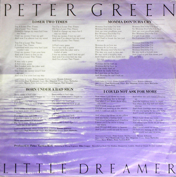 Peter Green (2) : Little Dreamer (LP, Album)