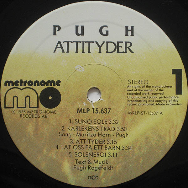 Pugh Rogefeldt : Attityder (LP, Album)