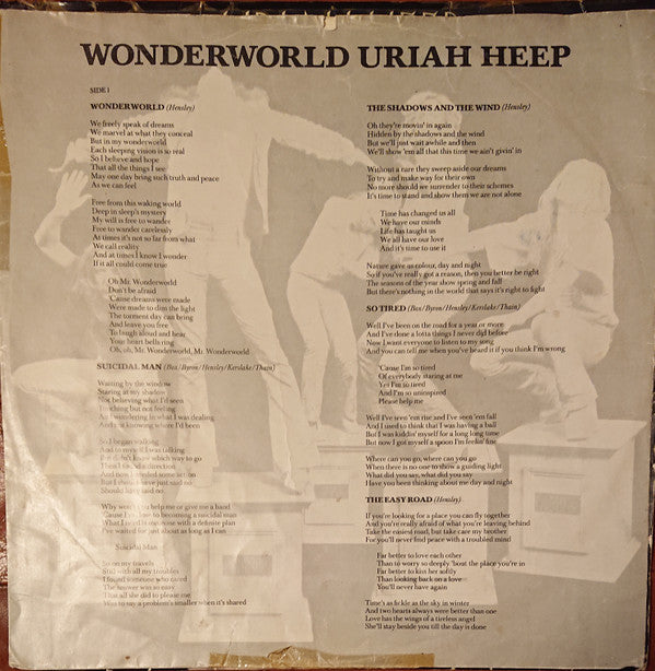 Uriah Heep : Wonderworld (LP, Album)