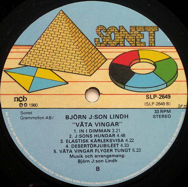 Björn J:Son Lindh : Våta Vingar (LP, Album, Gat)