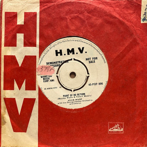 Adam Wade (2) With The George Paxton And His Orchestra And Chorus : Point Of No Return (7", Promo)