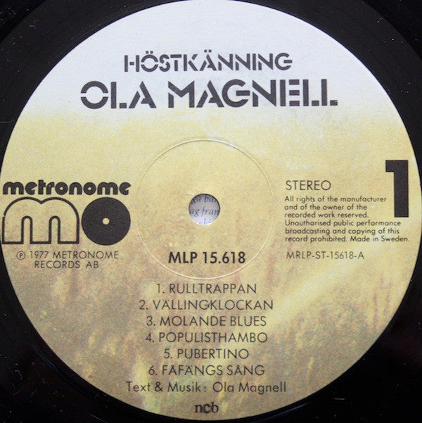 Ola Magnell : Höstkänning (LP, Album)