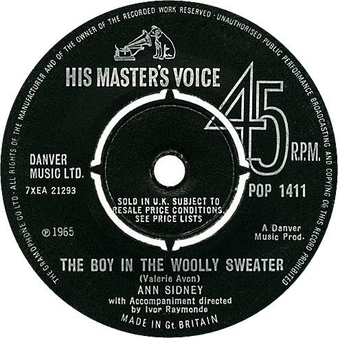 Ann Sidney : The Boy In The Woolly Sweater (7")