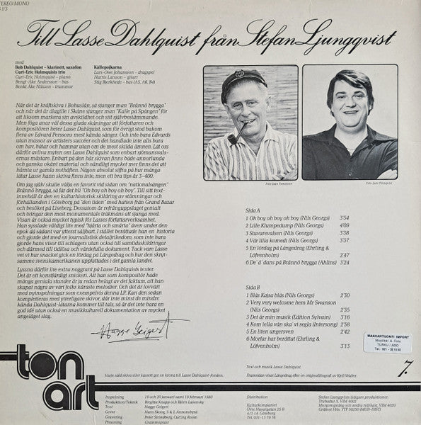 Stefan Ljungqvist : Till Lasse Dahlquist Från Stefan Ljungqvist (LP, Album)